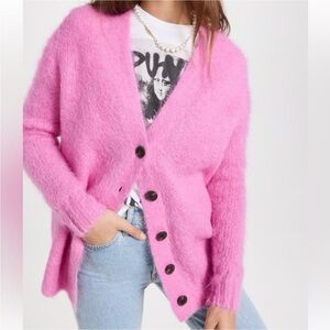 Rebecca Taylor Pink Brushed Mohair Cardigan